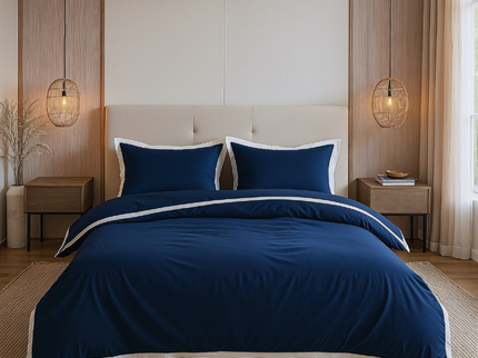 Dekbedovertrek Percale-Katoen - Hotel Emilio - Navy/Wit