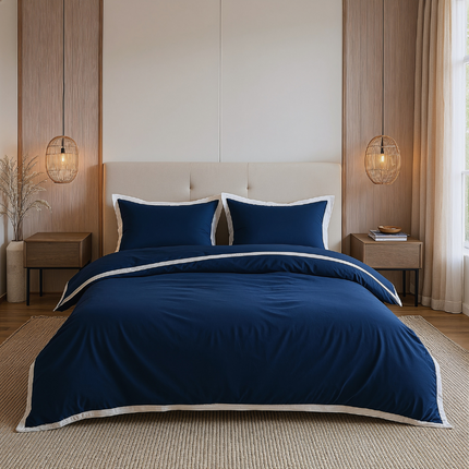 Dekbedovertrek Percale-Katoen - Hotel Emilio - Navy/Wit