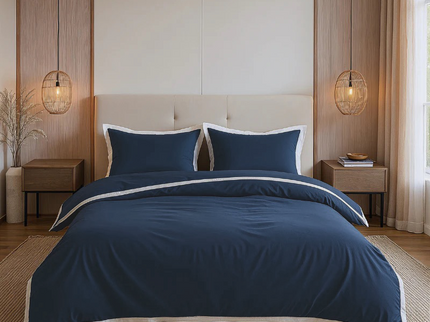 Dekbedovertrek Percale-Katoen - Hotel Emilio - Navy/Wit