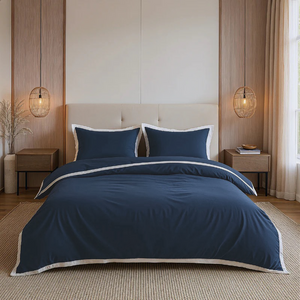 Dekbedovertrek Percale-Katoen - Hotel Emilio - Navy/Wit