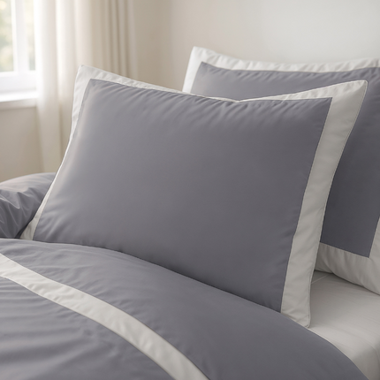 Dekbedovertrek Percale-Katoen - Hotel Emilio - Grijs/Wit