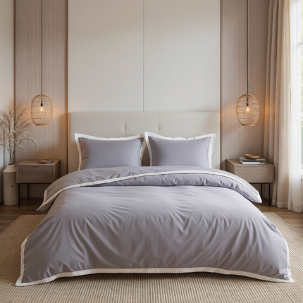 Dekbedovertrek Percale-Katoen - Hotel Emilio - Grijs/Wit