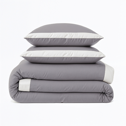 Dekbedovertrek Percale-Katoen - Hotel Emilio - Grijs/Wit