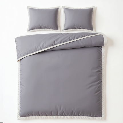 Dekbedovertrek Percale-Katoen - Hotel Emilio - Grijs/Wit