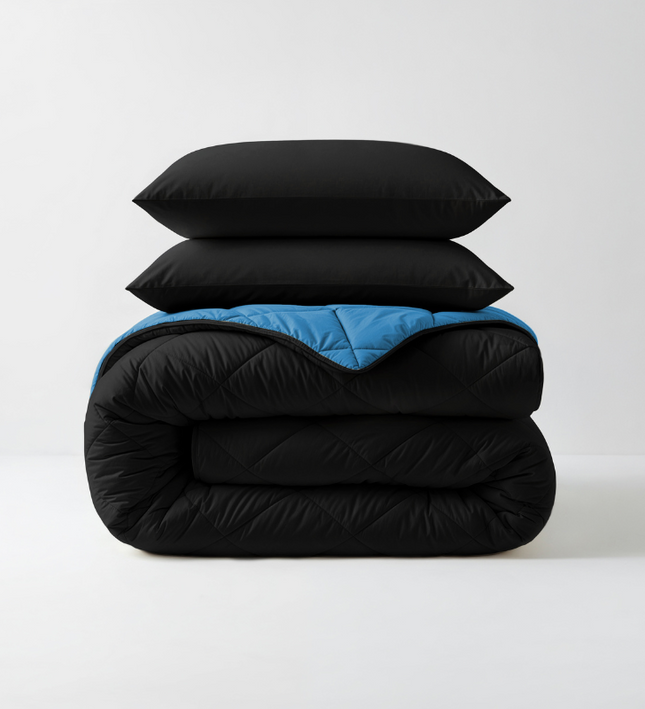Lazy Dekbed Incl. Kussenslopen - Zwart/Blauw