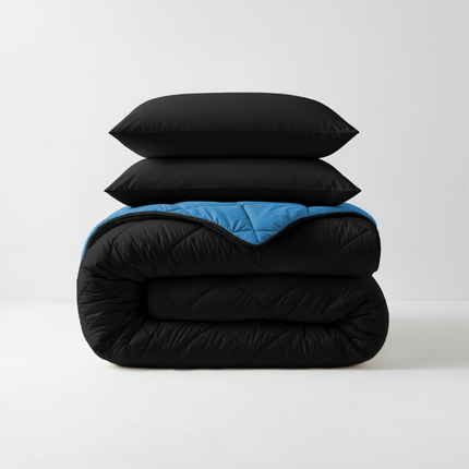 Lazy Dekbed Incl. Kussenslopen - Zwart/Blauw