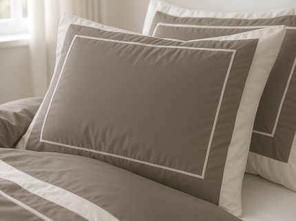 Dekbedovertrek Percale-Katoen - Hotel Gallardo - Taupe/Wit