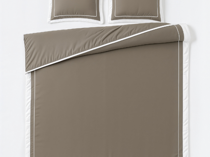 Dekbedovertrek Percale-Katoen - Hotel Gallardo - Taupe/Wit
