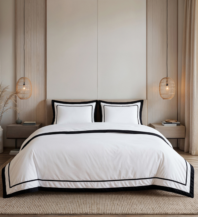 Dekbedovertrek Percale-Katoen - Hotel Gallardo - Wit/Zwart