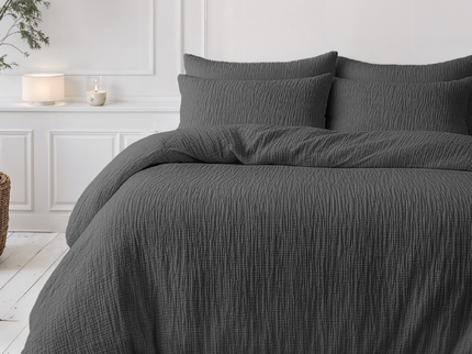 Lazy Dekbed Zonder Overtrek - Katoen Mousseline - Antraciet