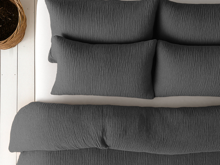 Lazy Dekbed Zonder Overtrek - Katoen Mousseline - Antraciet