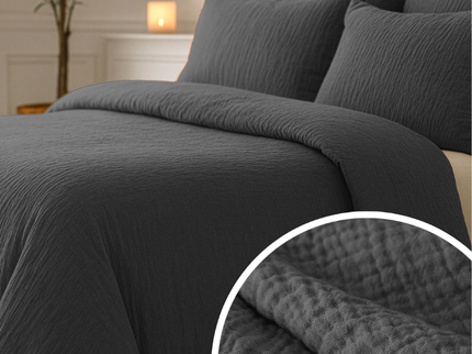 Lazy Dekbed Zonder Overtrek - Katoen Mousseline - Antraciet