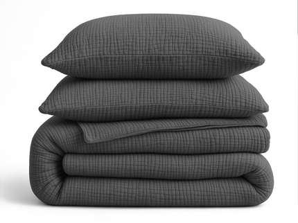 Lazy Dekbed Zonder Overtrek - Katoen Mousseline - Antraciet