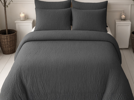 Lazy Dekbed Zonder Overtrek - Katoen Mousseline - Antraciet