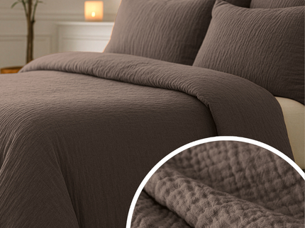 Lazy Dekbed Zonder Overtrek - Katoen Mousseline - Donker Taupe