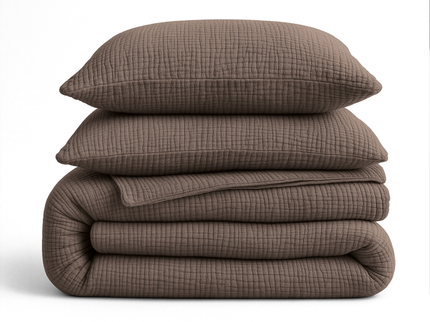 Lazy Dekbed Zonder Overtrek - Katoen Mousseline - Donker Taupe