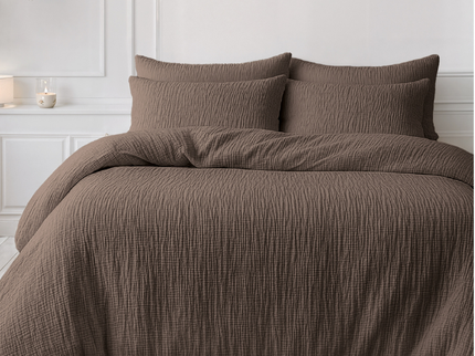 Lazy Dekbed Zonder Overtrek - Katoen Mousseline - Donker Taupe