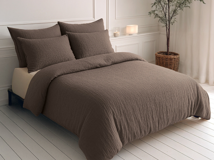 Lazy Dekbed Zonder Overtrek - Katoen Mousseline - Donker Taupe