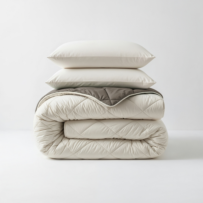 Lazy Dekbed Zonder Overtrek - Crème/Kaki