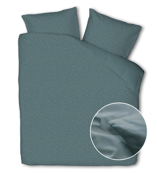 Luna Bedding Dekbedovertrek Embossed Leafs - Donkergroen - 200 x 200/220 cm