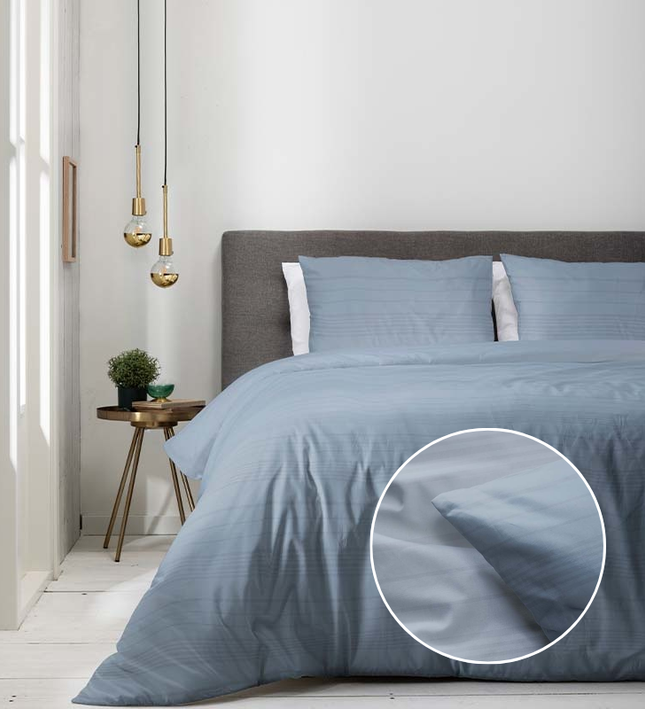 Luna Bedding Dekbedovertrek Embossed  Stripes - Blauw