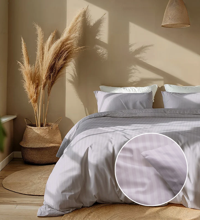 Luna Bedding Dekbedovertrek Embossed Stripes - Lila