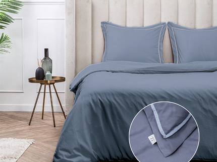 Luna Bedding Dekbedovertrek Hotel Piping - Donkerblauw