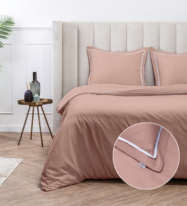 Luna Bedding Dekbedovertrek Hotel Piping - Koraal - 200 x 200/220 cm