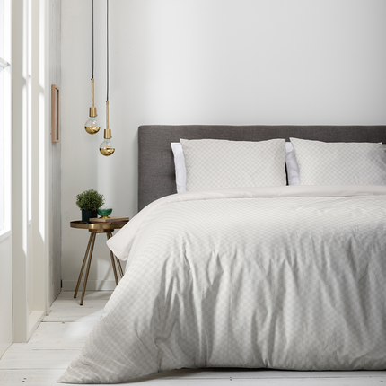 Luna Bedding Dekbedovertrek Luna Embossed Chess - Off White