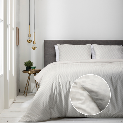 Luna Bedding Dekbedovertrek Luna Embossed Chess - Off White