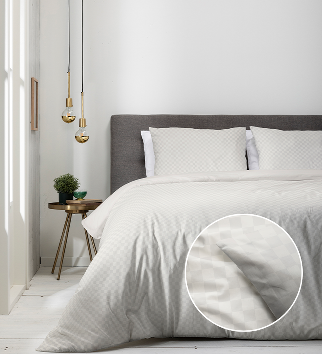 Luna Bedding Dekbedovertrek Luna Embossed Chess - Off White
