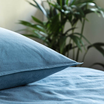 Manilla Dekbedovertrek Katoen - Vintage Stone Washed - Blauw -240 x 200/220 cm