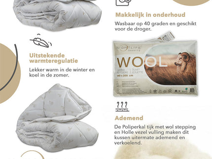 Nightlife Dekbed Natural Wol - All Season