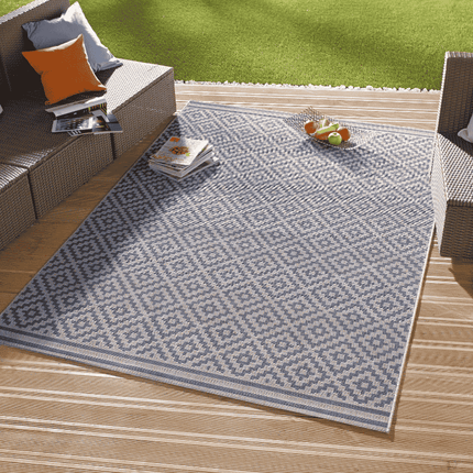NORTHRUGS Buitenkleed Raute - Blauw/Creme