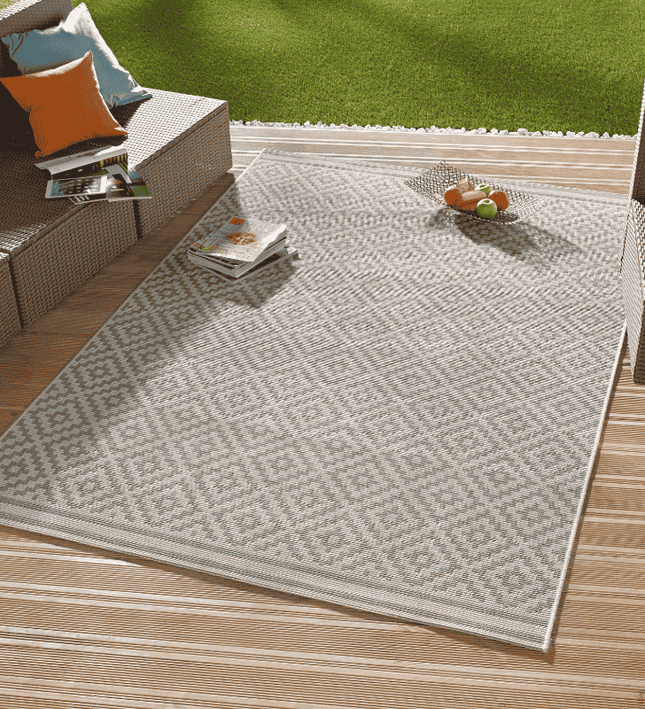 NORTHRUGS Buitenkleed Raute - Grijs/Creme