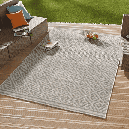 NORTHRUGS Buitenkleed Raute - Grijs/Creme