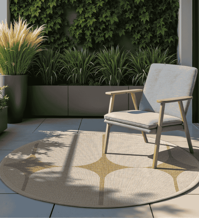 NORTHRUGS Dubbelzijdig Buitenkleed Bowen Rond - Creme/Beige