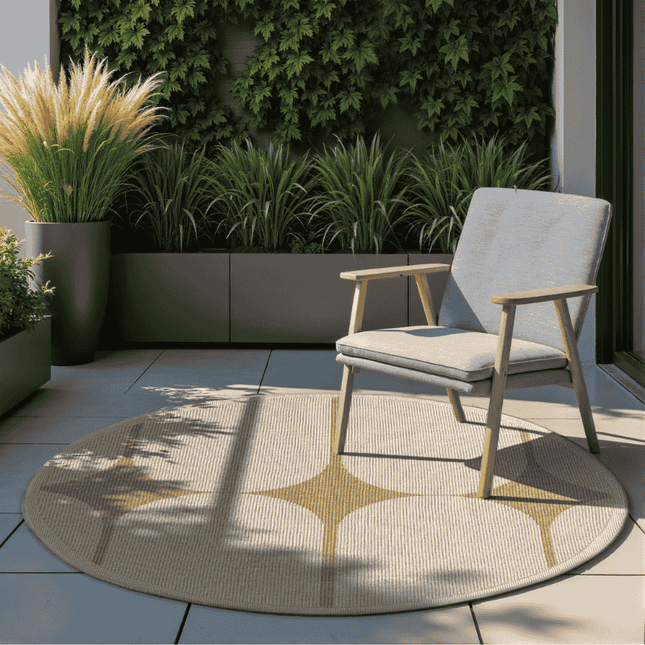 NORTHRUGS Dubbelzijdig Buitenkleed Bowen Rond - Creme/Beige