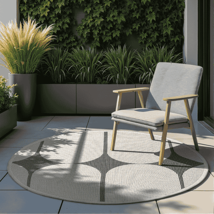 NORTHRUGS Dubbelzijdig Buitenkleed Bowen Rond - Zwart/Wit
