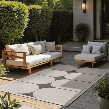 NORTHRUGS Dubbelzijdig Buitenkleed Bowen - Zwart / Wit