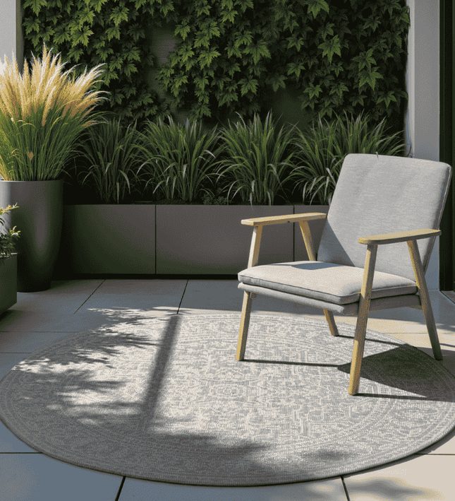 NORTHRUGS Dubbelzijdig Buitenkleed Kona Rond - Wit/Grijs