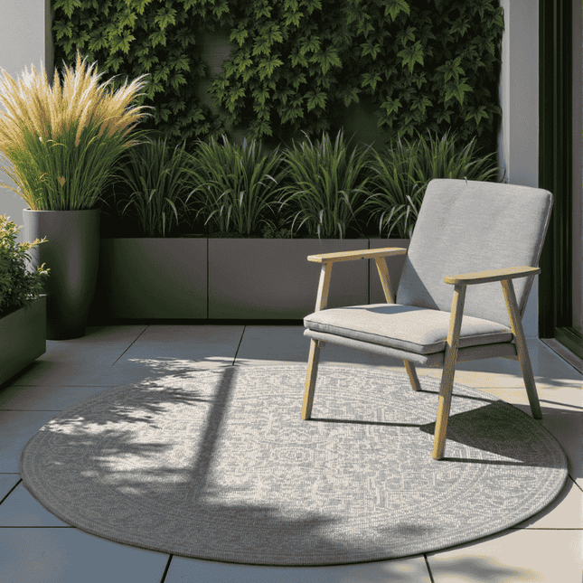 NORTHRUGS Dubbelzijdig Buitenkleed Kona Rond - Wit/Grijs