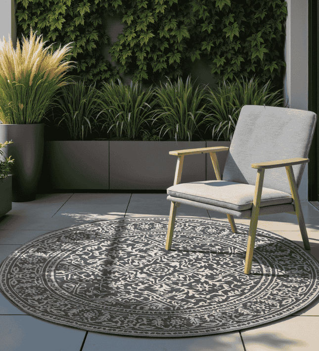 NORTHRUGS Dubbelzijdig Buitenkleed Kona Rond - Zwart