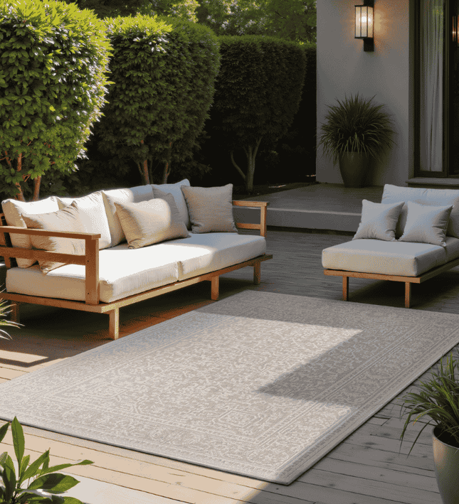 NORTHRUGS Dubbelzijdig Buitenkleed Kona - Wit / Grijs