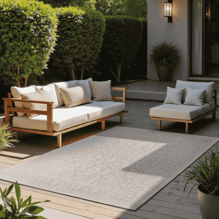NORTHRUGS Dubbelzijdig Buitenkleed Kona - Wit / Grijs