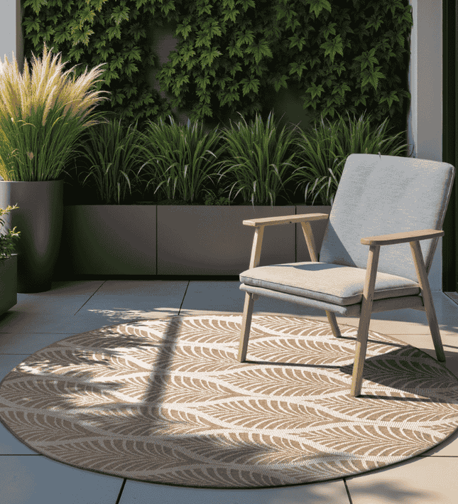 NORTHRUGS Dubbelzijdig Buitenkleed Liora Rond - Beige