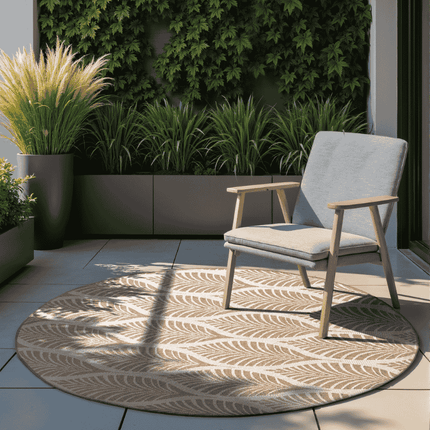 NORTHRUGS Dubbelzijdig Buitenkleed Liora Rond - Beige