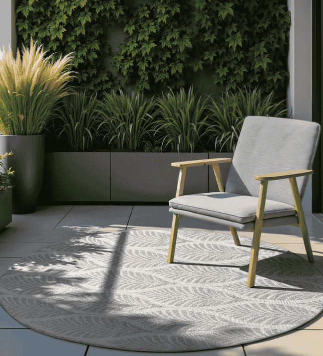 NORTHRUGS Dubbelzijdig Buitenkleed Liora Rond - Wit/Grijs