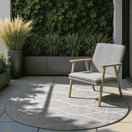 NORTHRUGS Dubbelzijdig Buitenkleed Liora Rond - Wit/Grijs