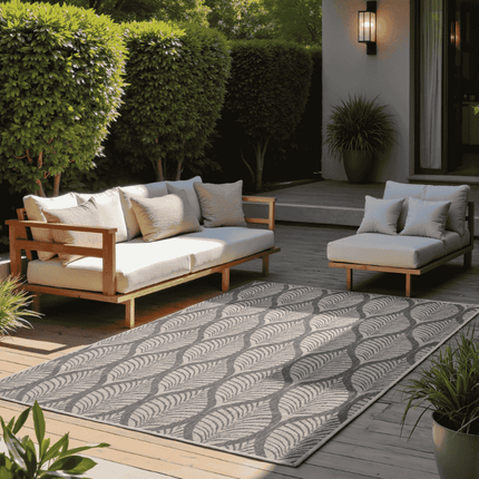 NORTHRUGS Dubbelzijdig Buitenkleed Liora - Wit / Grijs